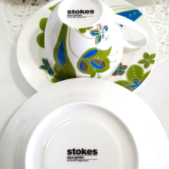 Pair Teacup Saucer AQUA GARDEN, Set of 2 - Picture 11 of 12